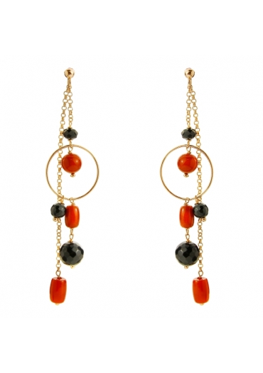 Or agata nera, corallo bamboo﻿ rosso