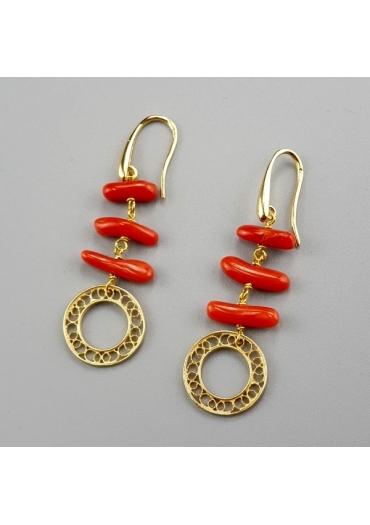 Orecchini corallo rossocupolino sardo﻿