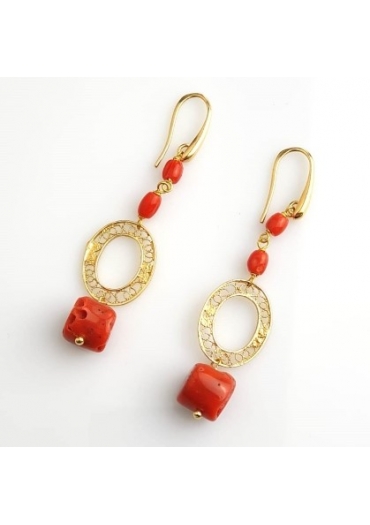 Orecchini corallo rosso sardo﻿