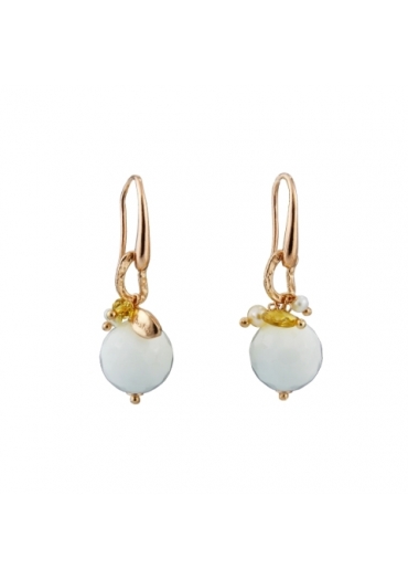 Orecchini agata bianca, quarzo citrino﻿