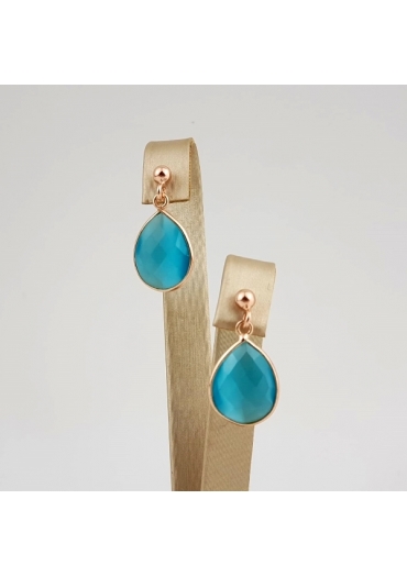 Orecchini goccia 18 per 13 mmgiada verde acqua﻿