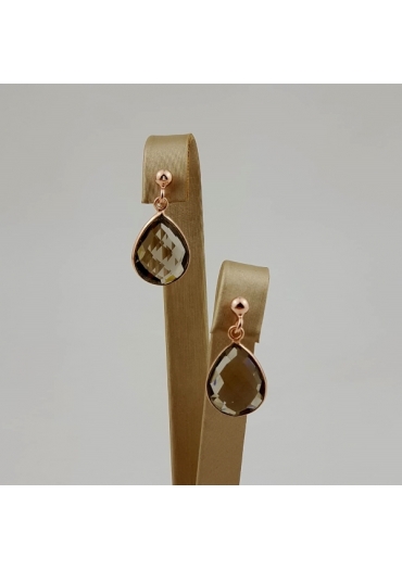 Orecchini goccia 18 per 13 mm Quarzo fumè﻿