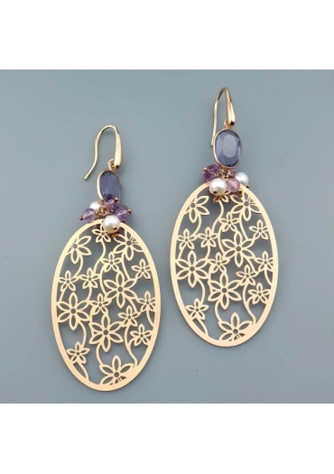 Orecchini laserati ovali, ametista﻿