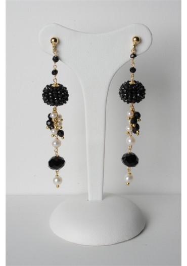 Orecchini, mora spinello nero, perle coltivato﻿