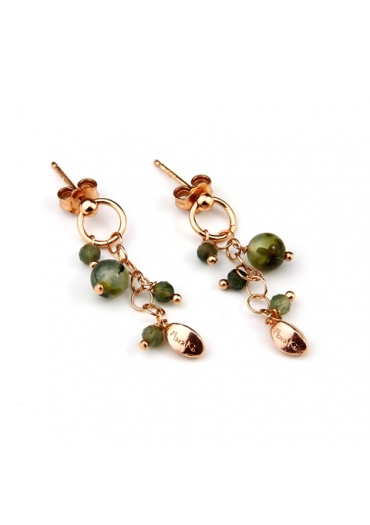 orecchini quarzo rutilato verde scuro﻿