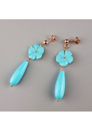 Orecchini Pasta turchese 4 fiori﻿