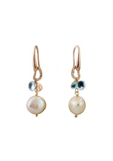 Orecchini perle coltivate,acquamarina﻿