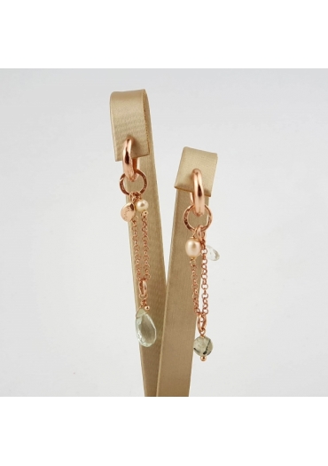 Orecchini perle coltivate quarzo rutilato verde﻿