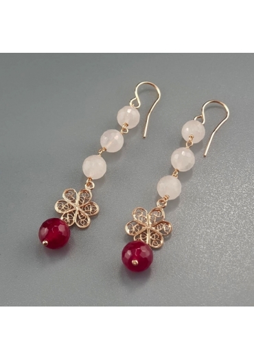 orecchini quarzo rosa agata ruby﻿