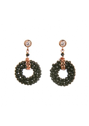 Orecchini  tessuti a mano in agata nera﻿