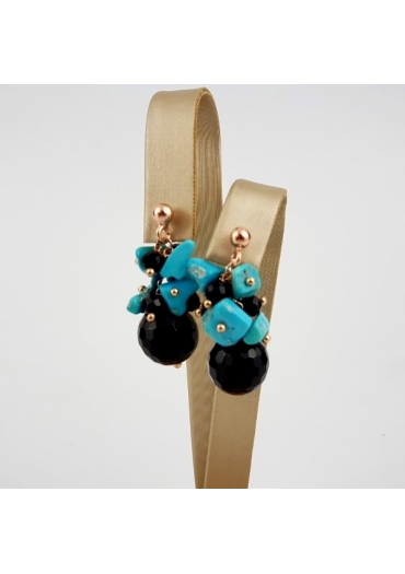 Orecchini turchese Arizona, agata nera﻿