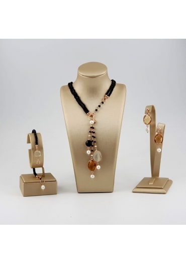 Parure Agata nera, quarzi idrotermali﻿