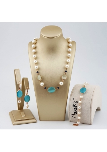 Parure perle coltivate, quarzi idrotermali﻿