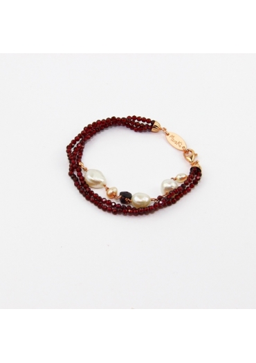 Bracciale granato diamond, perle coltivate﻿