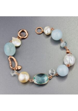 Bracciale perle coltivate, acquamarina milk﻿