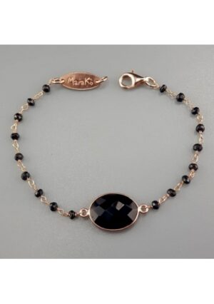 Bracciale spinello nero agata nera﻿