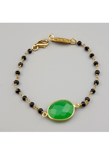 Bracciale spinello nero,quarzo verde crisopaz﻿