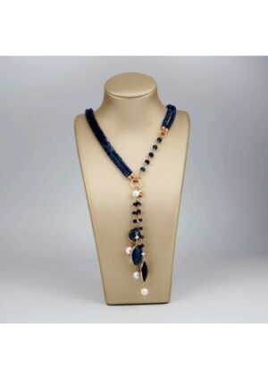 Chanel regolabile45-90 cmagata blu,perle coltivate, quarzi blue light﻿