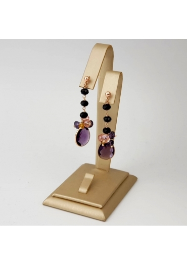 Orecchini ametista, agata nera, citrino﻿