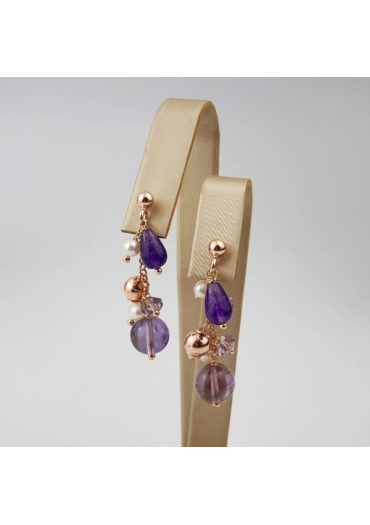 Orecchini ametista, perle coltivate﻿