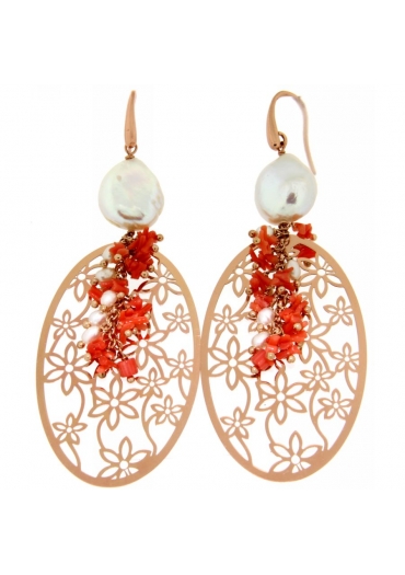 orecchini corallo rosa naturale﻿