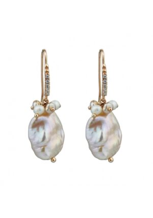Orecchini perlecoltivate Biwa rosa﻿