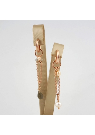 Orecchini perle coltivate, labradorite﻿