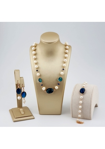 Parure perle coltivate quarzi idrotermali﻿