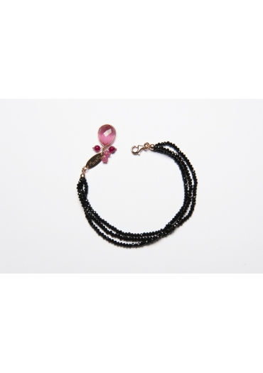 Bracciale agata nera, agata rosa – cod:BR1010