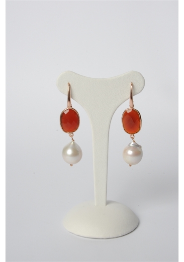 Orecchini Castoni corniola