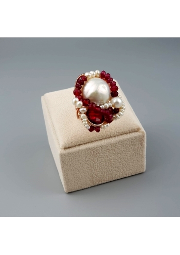 Anello agata ruby realizzato a mano pz unico﻿