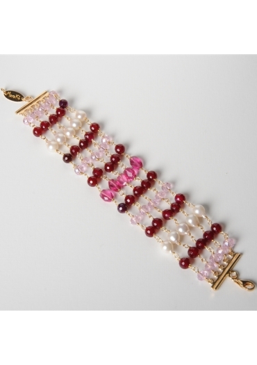 Bracciale a 5 fili Agata ruby