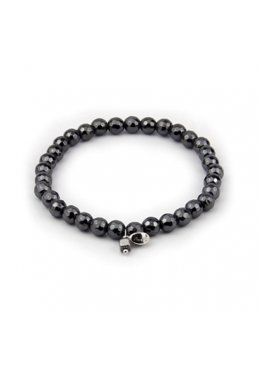 Bracciale elastico ematite sfaccettata 6 mm﻿