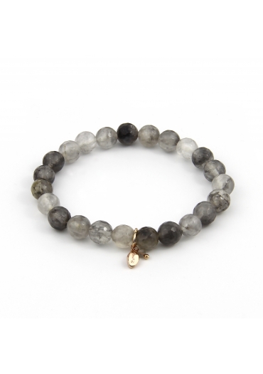bracciale elastico quearzo rutilato grigio﻿