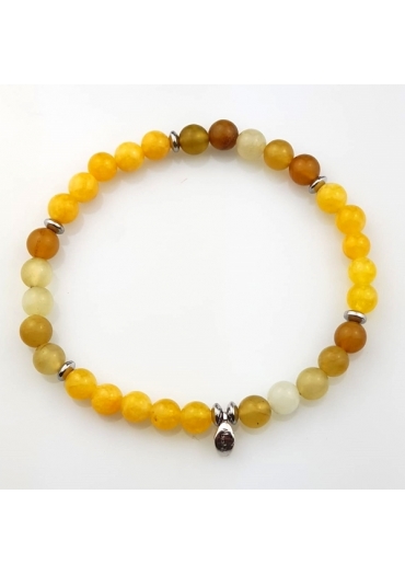 Bracciale giada birmana e agata gialla 6mm﻿