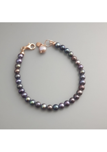 Bracciale perla coltivata grigia 6 mm﻿