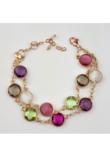 Bracciale quarzi idrotermali multicolor﻿