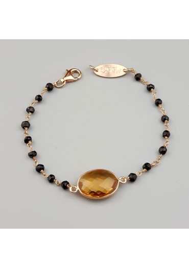 Bracciale spinello nero,topazio idrotermale﻿