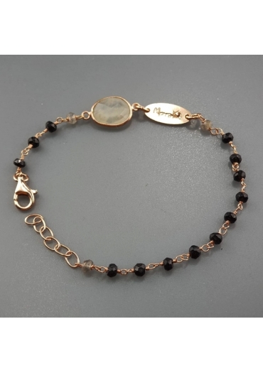Bracciale spinello nero, labradorite – cod:BR1233