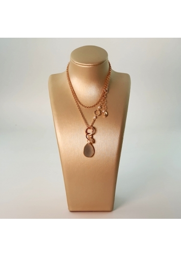 Catena fantasy arg rosè, 42-50 cm- Goccia labradorite, 18x13 mm﻿