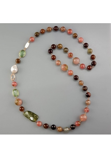 Chanel agata tormalinata, giada floreale, granato verde