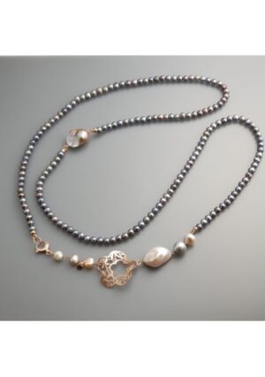 Chanel perla grigia 6 mm e perle barocche multicolor﻿