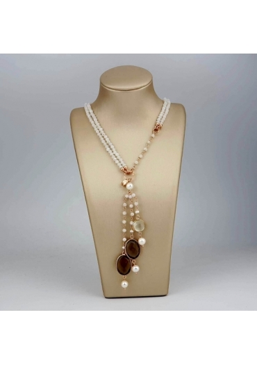 Chanel regolabile 45-90 cm  labradorite, quarzi fumè﻿