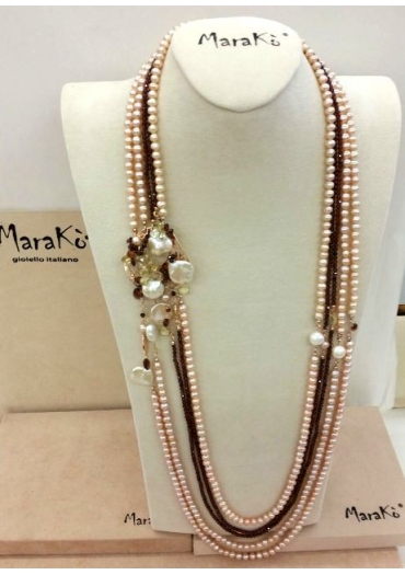 Chanel multifilo granato diamond,perle coltivate, quarzo citrino taglio macchina﻿