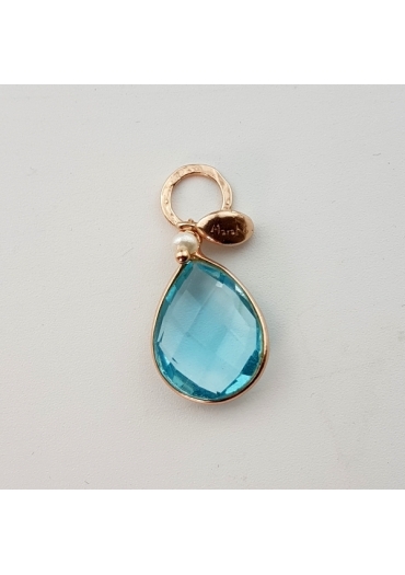 Ciondolo goccia 18 per 13 mm quarzo celeste idrotermale﻿