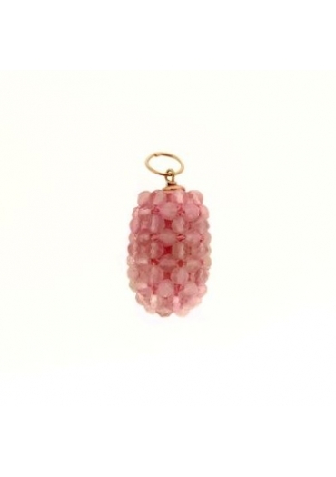 Ciondolo goccia tessuta Quarzo rosa﻿