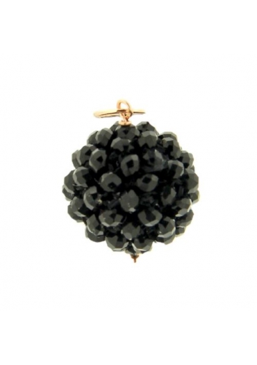 Ciondolo Sfera tessuta agata nera 14 mm﻿