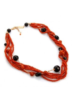 Torchon corallo bamboo red,agata nera﻿