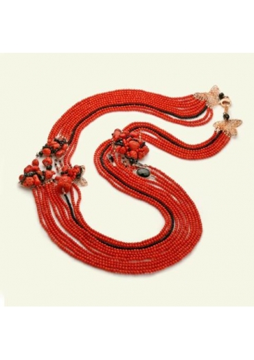 Collana multifilo corallo rosso sardo