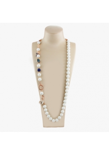 Collana scomponibile, agata bianca, quarzo blue light, iolite, agata blu zaffiro﻿